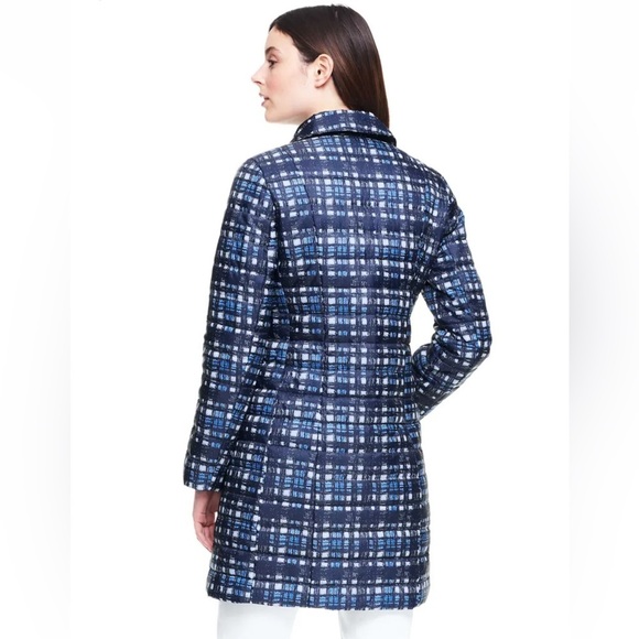 Lands End Blue Plaid Lightweight Primaloft Mid Length Coat Women’s Size 8 - Picture 3 of 12